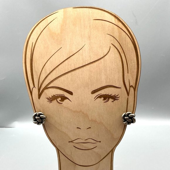 Vintage Distressed Knot Earrings, Great Grunge Vibes, Silver Tone Screw Back - Picture 3 of 6